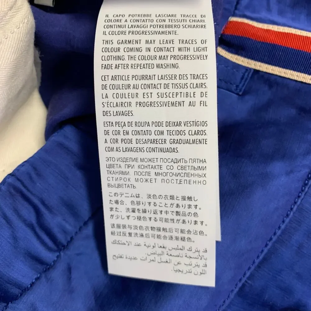 GUCCI 2019 Size 32 Blue Red Stripe Viscose Linen Joggers Casual Pants